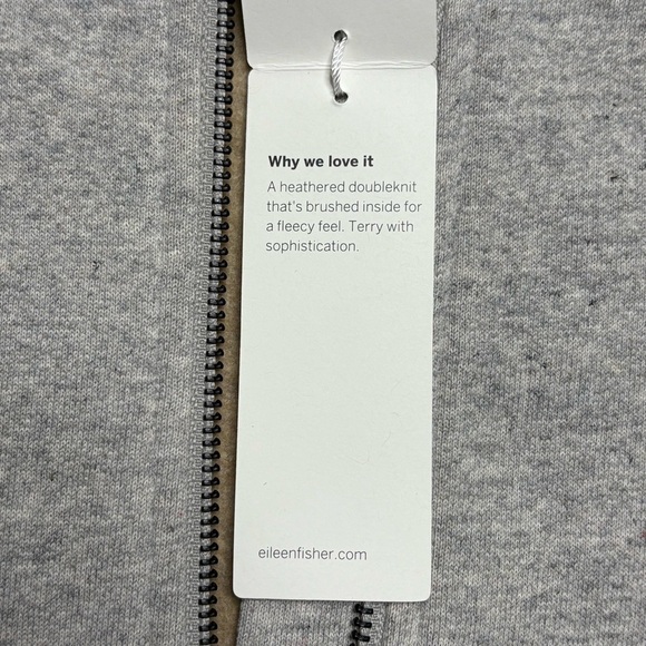 Eileen Fisher Brushed Cotton Terry Long Flight Jacket Size S Small Full Zip Gray - Picture 14 of 15